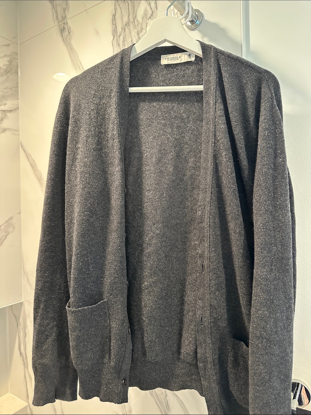 Pringle Charcoal Gray Open-Front Men's Cardigan